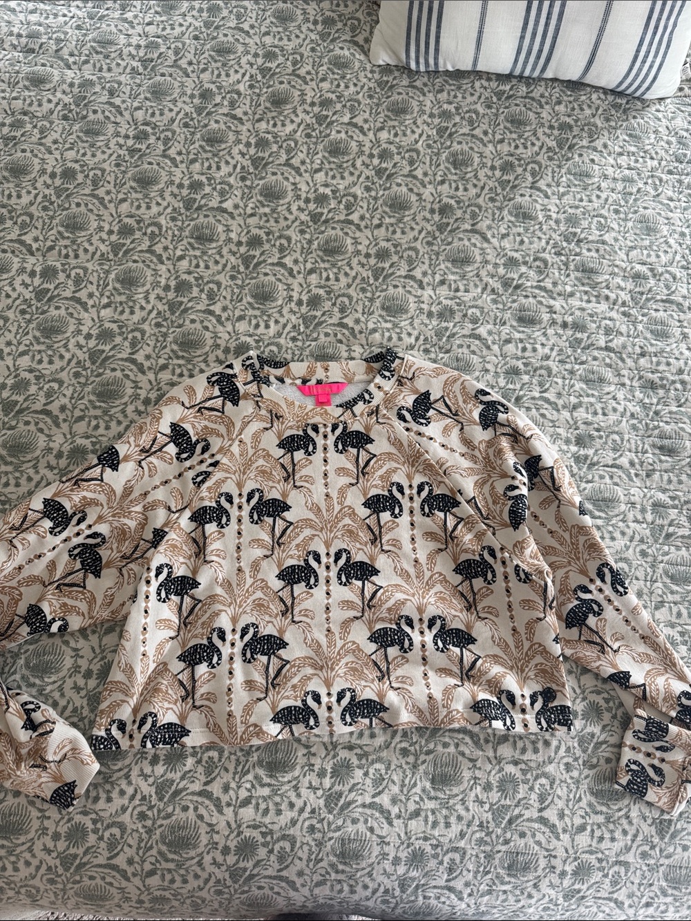 Lilly Pulitzer Flamingo Sweater in Cream, Black & Tan